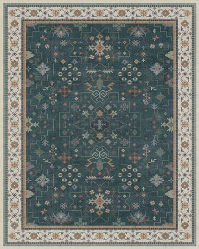 Dark Green Vintage 8x10 Washable Rugs for Living Room (8' x 10' (Rectangular) / Dark Green)