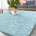 8x10 Machine Washable Large Area Rugs for Living Room (8x10 Ft / Light Blue)