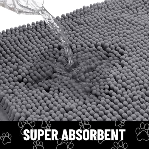 Dog Door Mat for Muddy Paws (48"X30" / Dark Grey and Black)