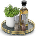 10 Inch Green Marble Lazy Susan with Gold Frame (Green & Gold / 10 inches)