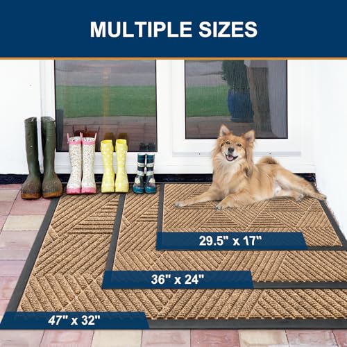 Front Door Mat Outside Entrance (Light Brown / 47" X 32")