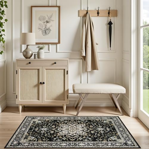 2x3 Area Rugs Living Room (Black Gold / 2' x 3' (Rectangular))