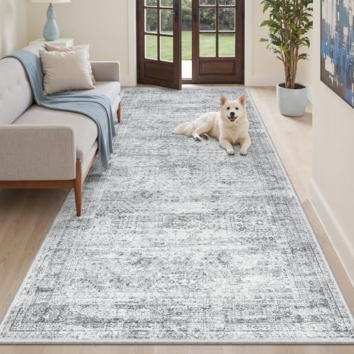 Washable Hallway Runner Rug 4x8 Kitchen Entry Rugs Non (Grey / 4' x 8' (Runner))