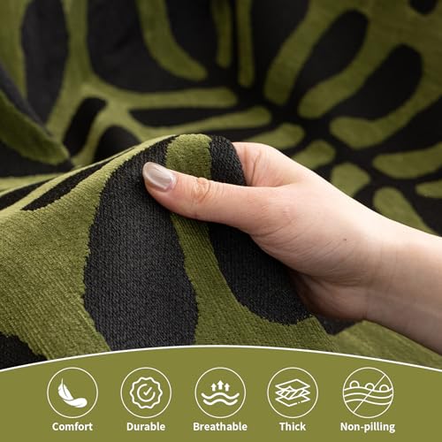 Boho Couch Cover Geometric Striped Pet Covers for Couches and Sofas Olive Green and Black Dog Cover for Couch Pet Friendly Chenille Sectional Sofa Covers for Pets Washable (71" x 134" / Stripe: Olive Green and Black)