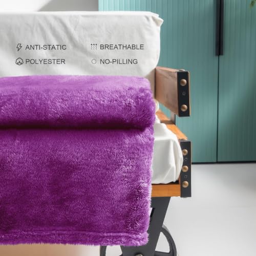 Fuzzy Large Fleece Throw Blanket for Couch (Purple / 50x70 IN)