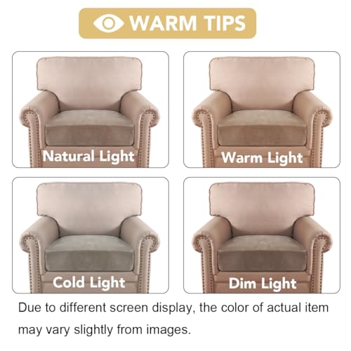 Velvet Stretch Couch Cushion Cover Plush Cushion Slipcover for Chair Cushion Furniture Protector Seat Cushion Sofa Cover (Taupe / 1 Cushion Armchair)