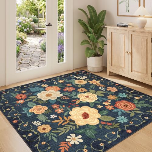4x4 Square Area Rug (Navy Blue / 4' x 4' (Rectangular))