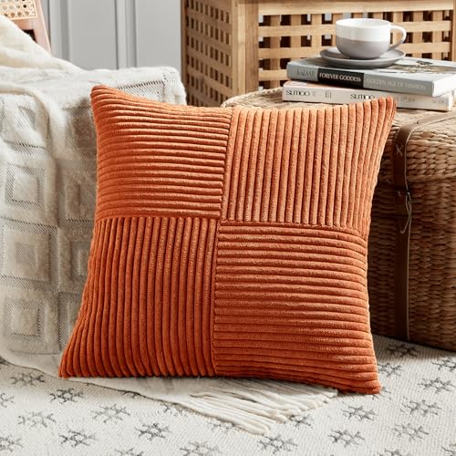 Set of 2 Burnt Orange Decorative Throw Pillow Covers 20x20 Inch for Living Room Couch Bed (Burnt Orange / 20" x 20" (Pack of 2))