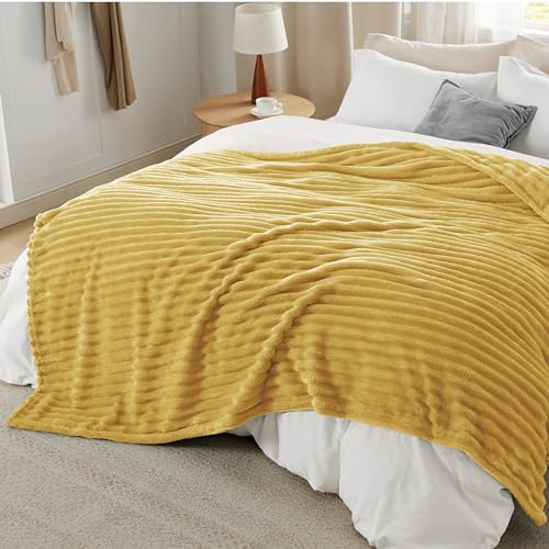 Soft Full Size Fleece Blankets for Bed Yellow 84"x90" (Yellow / Full)