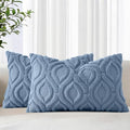 Faux Fur Soft Dusty Blue Throw Pillow Covers 12x20 Set of 2 (20" x 12" (Pack of 2) / Dusty Blue)