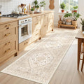 Kitchen Runner Rug Non Slip Washable Rugs 2.5x8 (Cream/Beige / 2'6" x 8' (Runner))