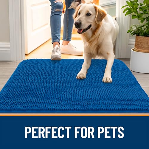 Dog Door Mat for Muddy Paws 54x32 (Deep Navy Blue / 54" X 32")