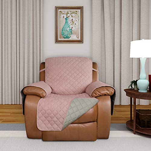 Reversible Recliner Chair Covers Couch Covers for Dogs (Large Recliner / Pink/Beige)