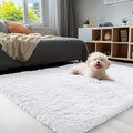 4x4 Machine Washable Accent Rug (4x4 Ft Square / White)