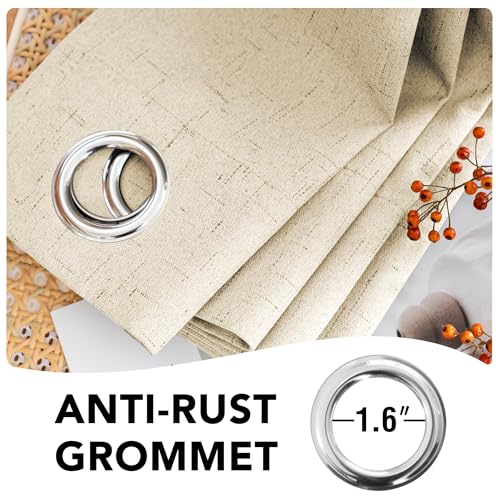 100% Blackout Linen Curtains 54" L 2 Panels Bleached Sand (Bleached Sand / 42"W x 54"L (Pack of 2))