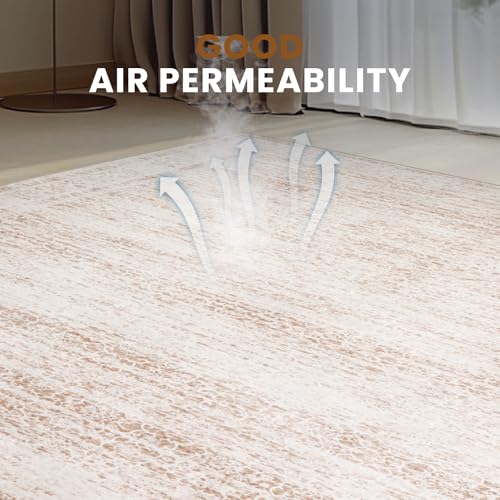 8x10 Washable Area Rugs for Living Room (8' x 10' (Rectangular) / White-orange-light Pink)