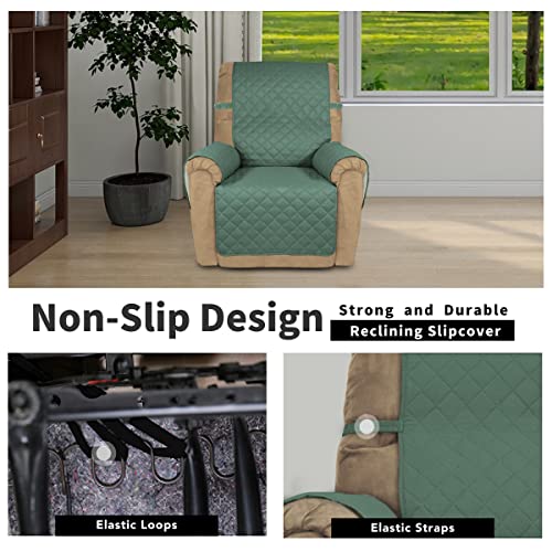 Reversible Couch Cover (Cyan/Ivory / Medium Recliner)