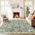 Amada 6x9 Washable Area Rug for Dining Room (6' x 9' (Rectangular) / Green/Brown)