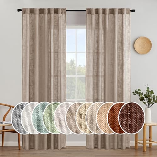 Taupe Linen Curtains 42x84 Inch Length 2 Panels for Bedroom Decor (42"W x 84"L (Pack of 2) / Taupe)
