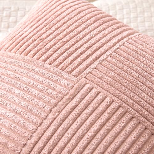 Pink Decorative Lumbar Throw Pillow Covers 12x20 Inch 2 Pack (Pink / 20" x 12" (Pack of 2))