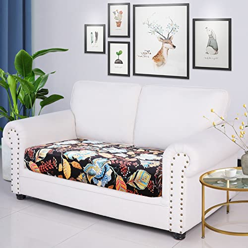Printed Couch Cushion Covers (Black & Orange / Seat Cover Medium)