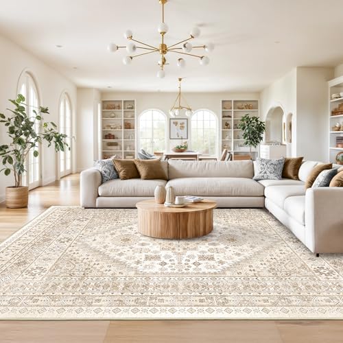 Washable Rugs 8x10 Area Rugs for Living Room (Cream/Beige / 8' x 10' (Rectangular))