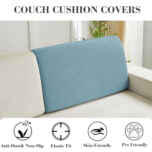 Sofa Covers Couch Covers for Sofa Pet Friendly Couch Cushion Covers Universal Sofa Covers Washable Stretch Slipcovers for Sectional Sofa (Texture Sea Blue / Back Cover M)