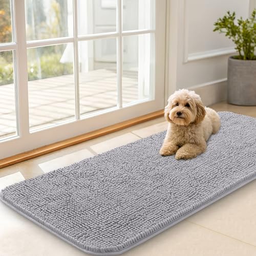 Dog Door Mat for Muddy Paws 47x20 (Light Grey / 47" X 20")