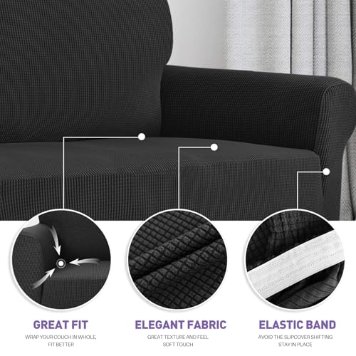 Super Stretch Couch Cover (Black / Large (72"-92"))