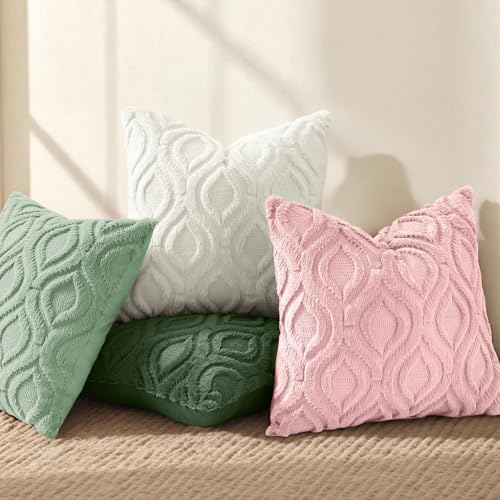 Faux Fur Plush Soft Pink Throw Pillow Covers 24x24 Set of 2 (24" x 24" (Pack of 2) / Pink)