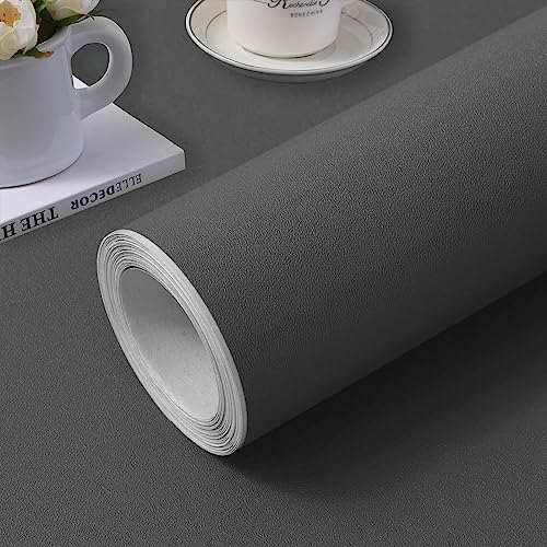 23.6 in x 118 in Dark Grey Wall Paper Peel and Stick Wallpaper (Dark Gray / 23.6" x 118")
