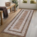 2x6 Modern Bordered Runner Rug Soft Non Slip Washable Floor Carpet (Dark Brown / 2' x 6' (Runner))