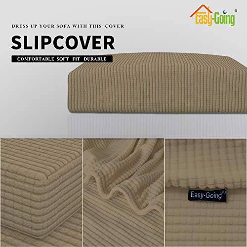 Stretch 1 Piece Loveseat Couch Cushion Cover for Sofa (Medium / Tan)