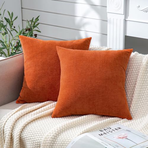 Decorative Square Throw Pillow Covers 22"x22" Inch Set of 2 (Orange / 22" x 22" (Pack of 2))