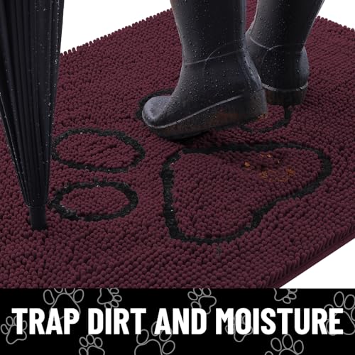 Dog Door Mat for Muddy Paws (48"X30" / Russet and Black)