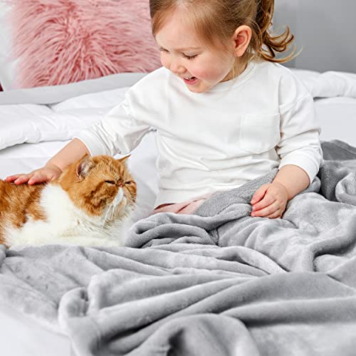 GentleSoft Bedding Fleece Blanket for Girls and Boys (Light Grey / Kids (43" x 55"))