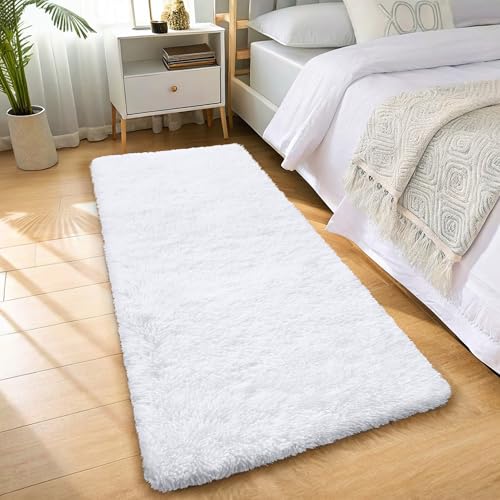 2x6 Machine Washable Runner Rugs for Hallway (2x6 Ft / White)