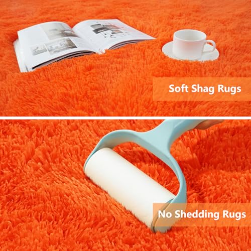 Orange Shag Area Rugs for Bedroom Living Room