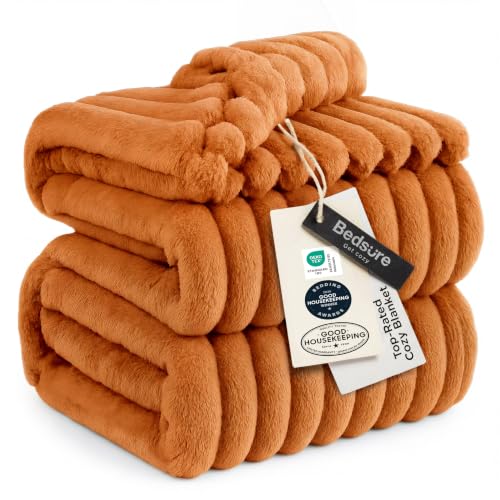 Soft Queen Size Blanket for Bed Burnt Orange 90"x90" (Orange / Queen)