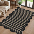 Striped Easy Jute Outdoor Patio Rug (3'x5' (Rectangular) / Black Striped)