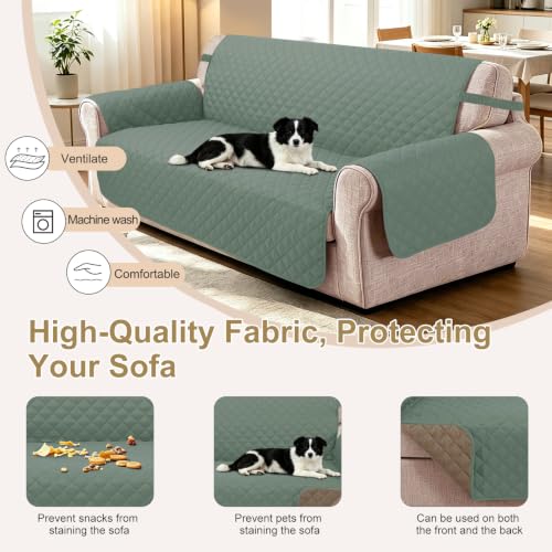 Oversized Sofa Cover for 3 Cushion (Greyish Green/Taupe / Sofa Xl - Xl Large (78"))