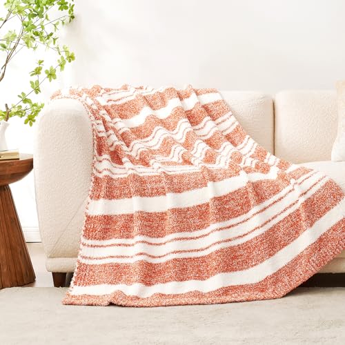 Orange Bedding Blanket Ultra Soft Microfiber (Stripe Orange / Twin (60"x80"))