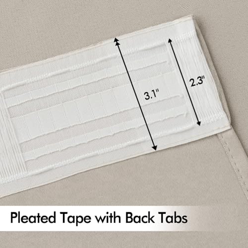 Natural Back Tab Blackout Curtains 52x120 Inch Long 2 Panels Set (Natural / 52"W x 120"L (Pack of 2))