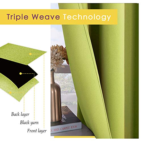 Window Drapery Panels Blackout Curtains (Fresh Green / 42"W x 72"L (Pack of 2))