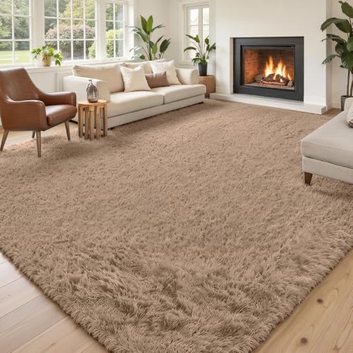 6x9 Shag Area Rug for Living Room (Beige / 6' x 9' (Rectangular))
