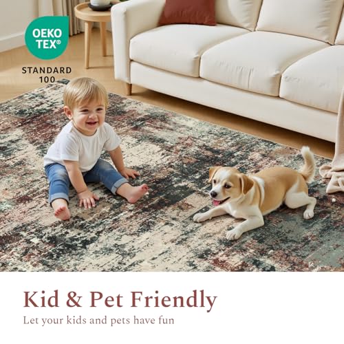 5x7 Area Rugs for Living Room (04-rust / 5' x 7' (Rectangular))