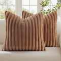 Fall Faux Fur Throw Pillow Covers 22x22 Set of 2 Brown (Brown / 22" x 22" (Pack of 2))
