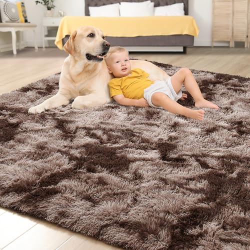6x9 Fluffy Area Rugs for Living Room Bedroom (Tie-dyed Coffee / 6' X 9' (Rectangular))