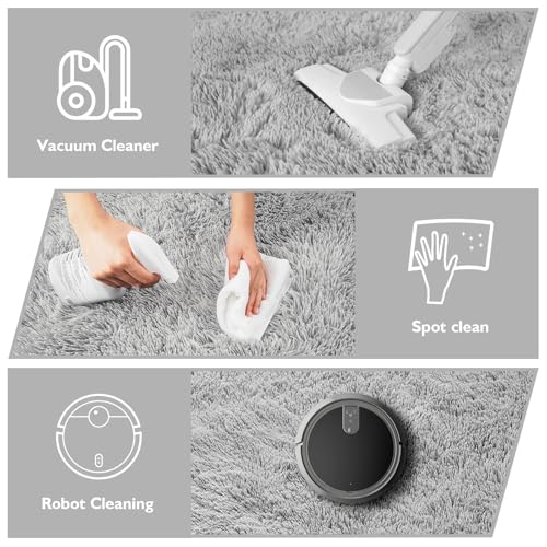 9x12 Fluffy Area Rugs for Living Room Bedroom (Grey / 9' x 12' (Rectangular))