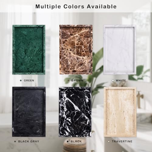 Marble Bathroom Tray for Countertop & Home Decor (Jade Green)